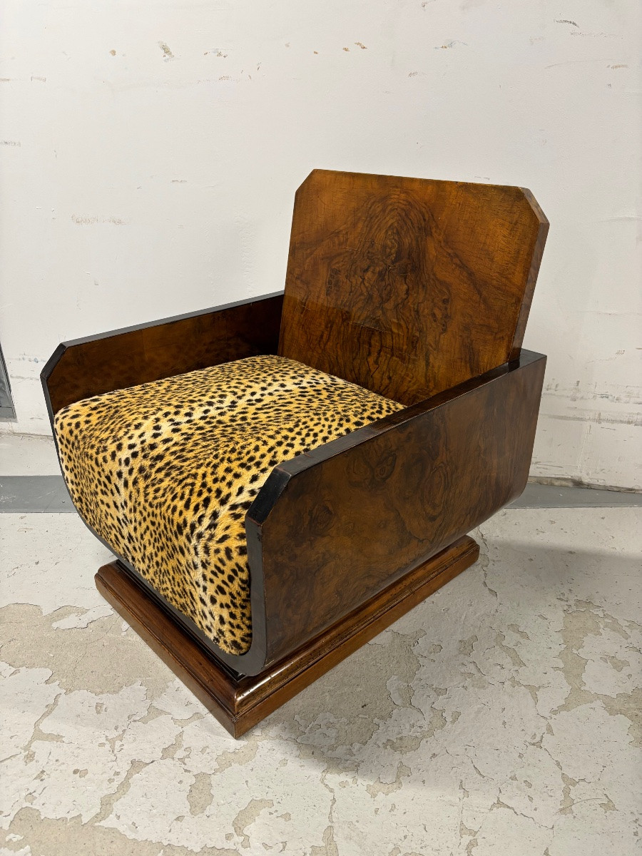 Paire de fauteuils Art Déco, dans le goût  de  la Maison Dominique, France vers 1930.-photo-1