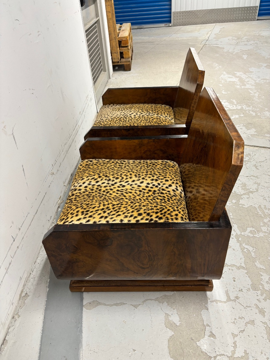 Paire de fauteuils Art Déco, dans le goût  de  la Maison Dominique, France vers 1930.-photo-8