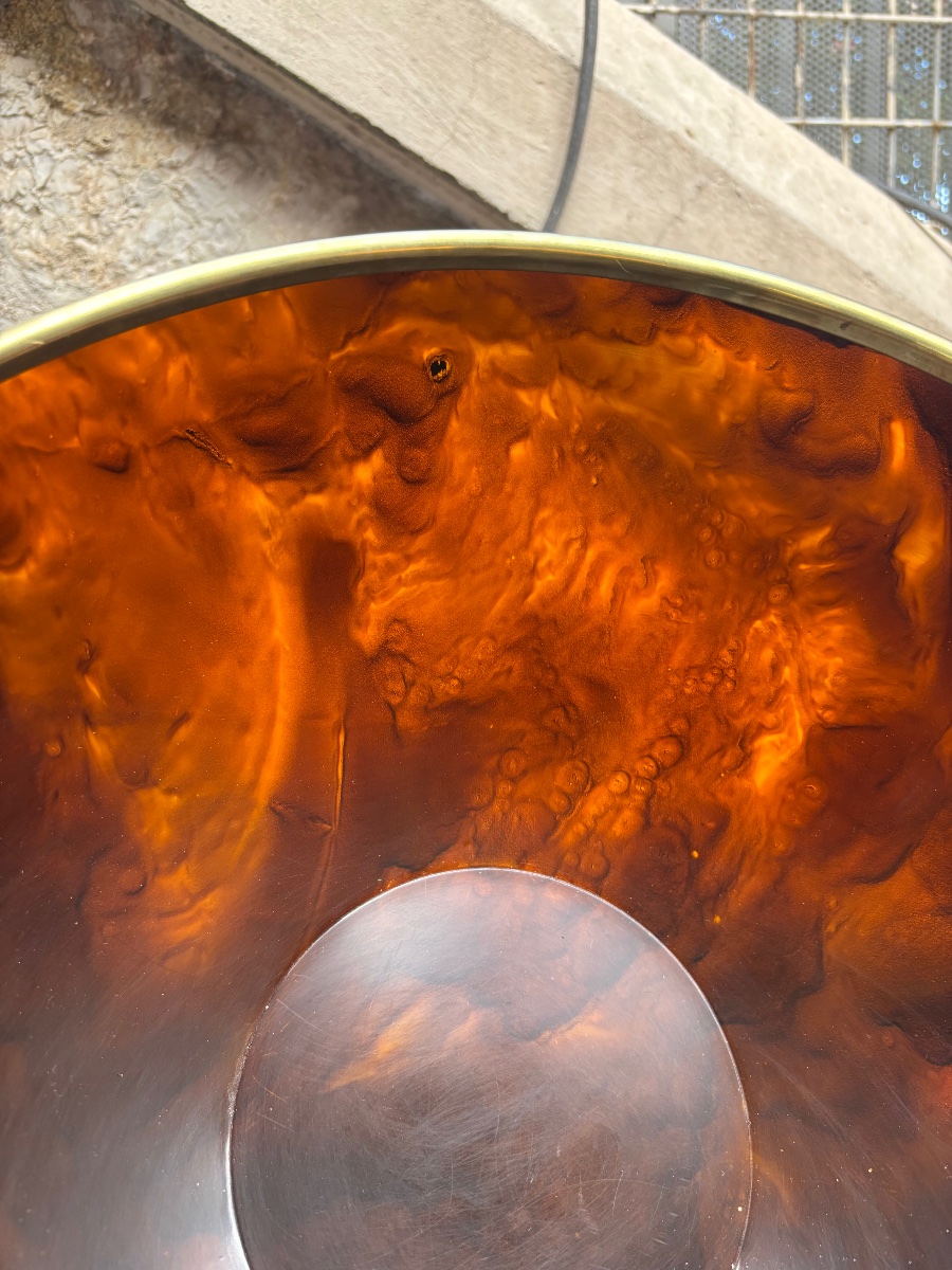 Large Dior Home Bowl In Amber Tortoiseshell-effect Resin And Brass-photo-3