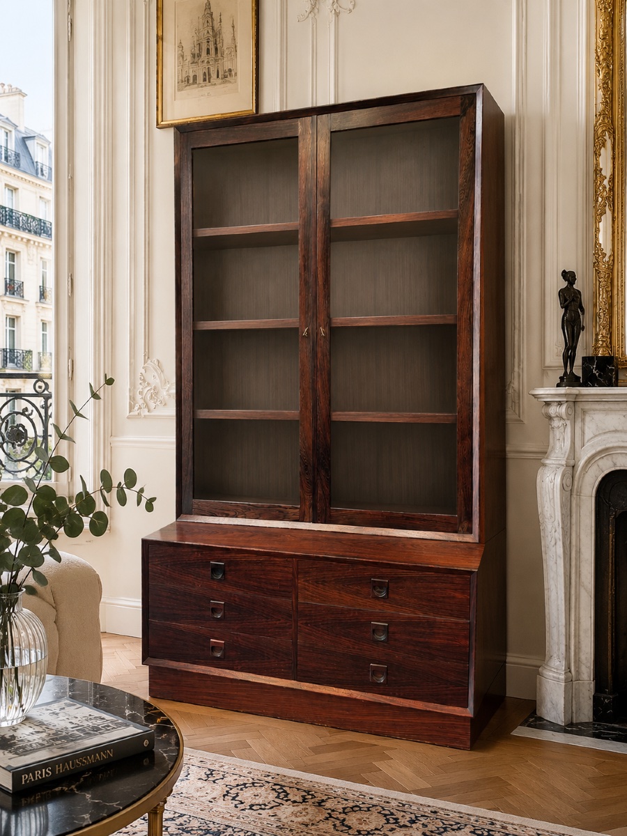 Danish Display Cabinet In Rio Rosewood – Mid-century Scandinavian Design, 1960s-photo-3