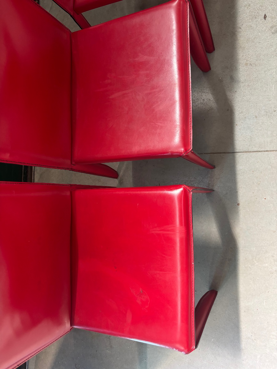 Set Of Red Leather Chairs By Cattelan Italia – Italian Design-photo-4