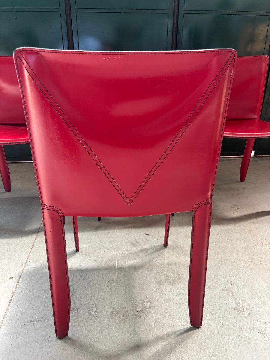 Set Of Red Leather Chairs By Cattelan Italia – Italian Design-photo-1