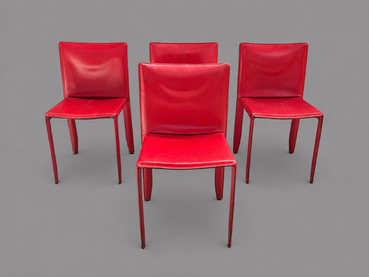 Set Of Red Leather Chairs By Cattelan Italia – Italian Design