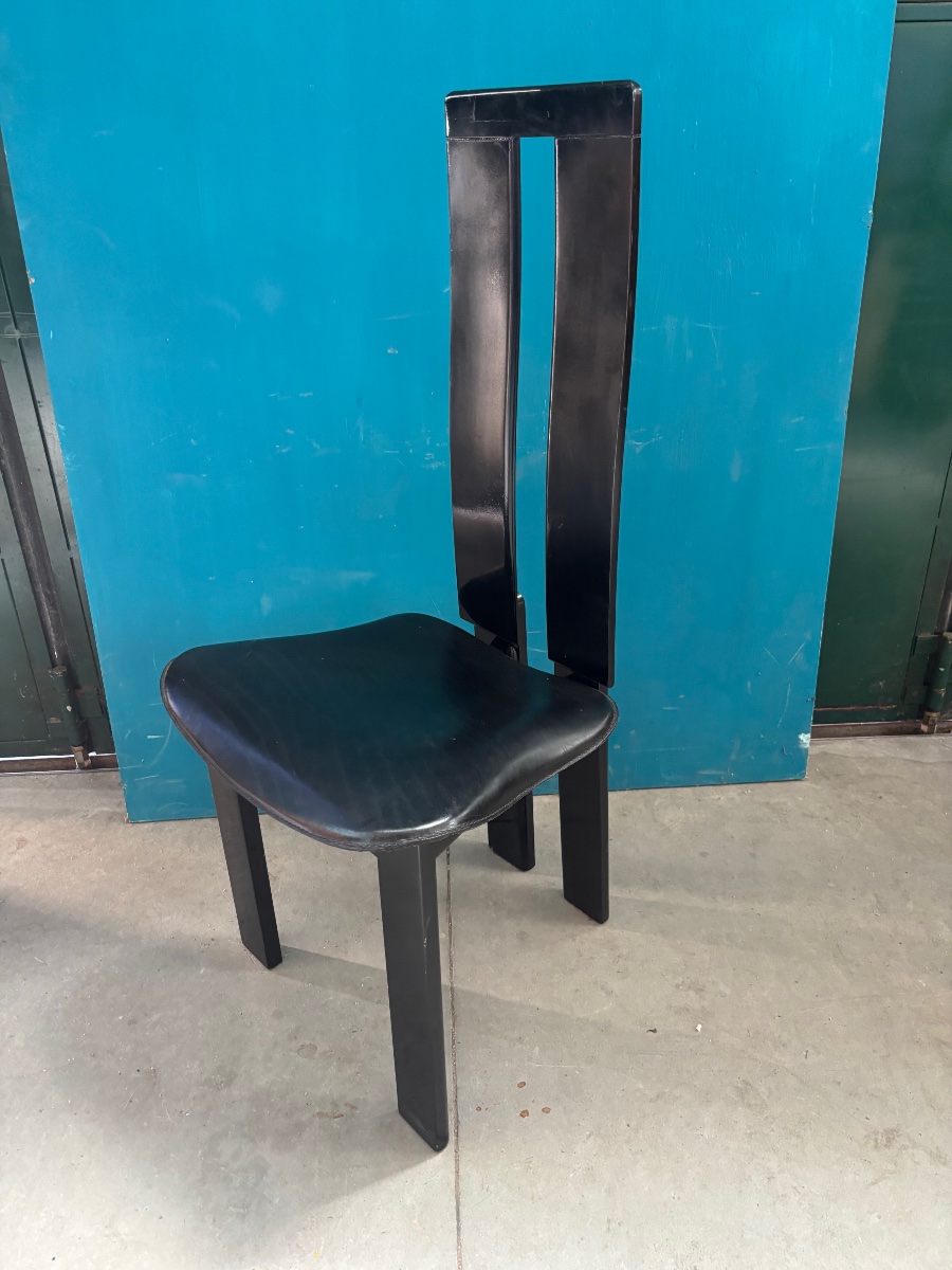 Set Of 6 Vintage Black Chairs – Italian Design-photo-4