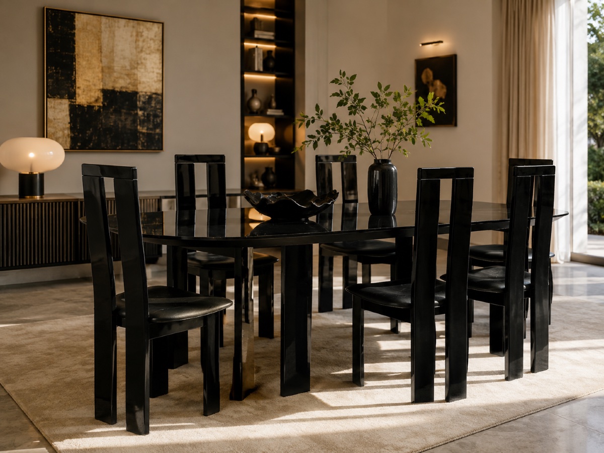 Set Of 6 Vintage Black Chairs – Italian Design-photo-4
