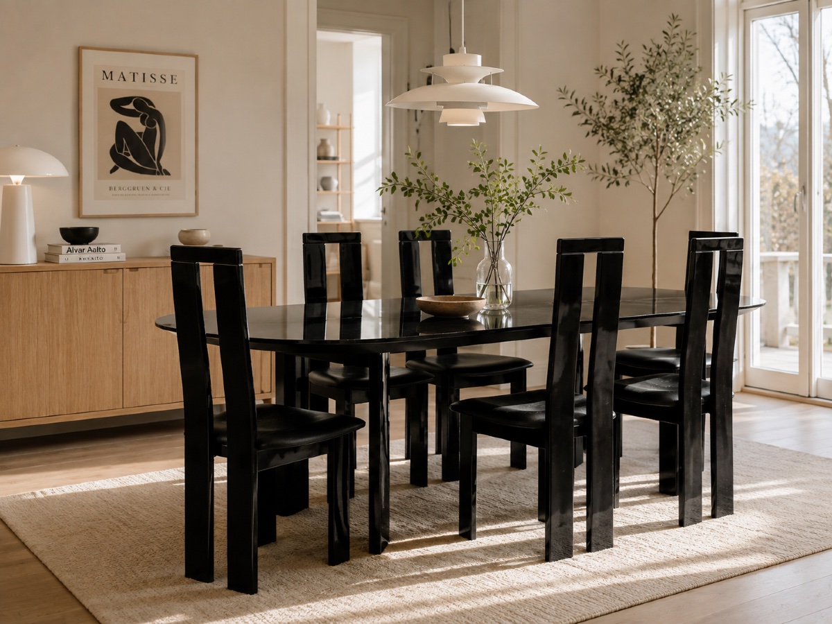 Set Of 6 Vintage Black Chairs – Italian Design-photo-6