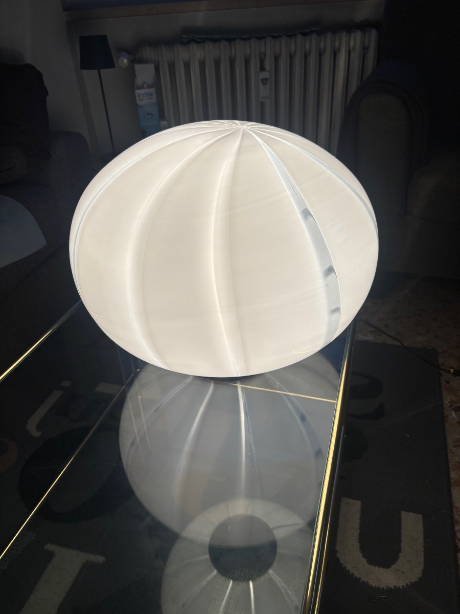 Lampe boule vintage à décor de nervures – Design italien – Années 1970-photo-2