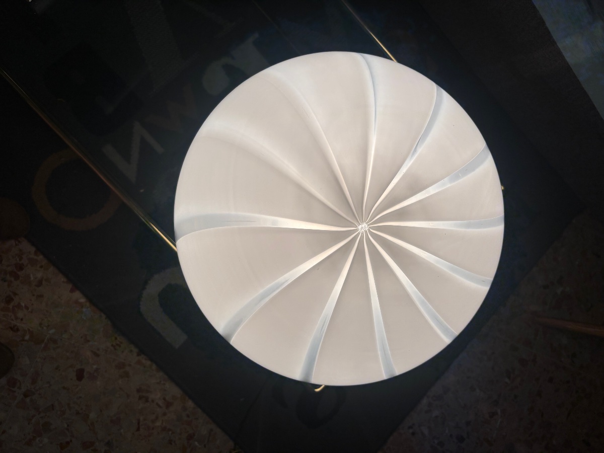 Lampe boule vintage à décor de nervures – Design italien – Années 1970-photo-1