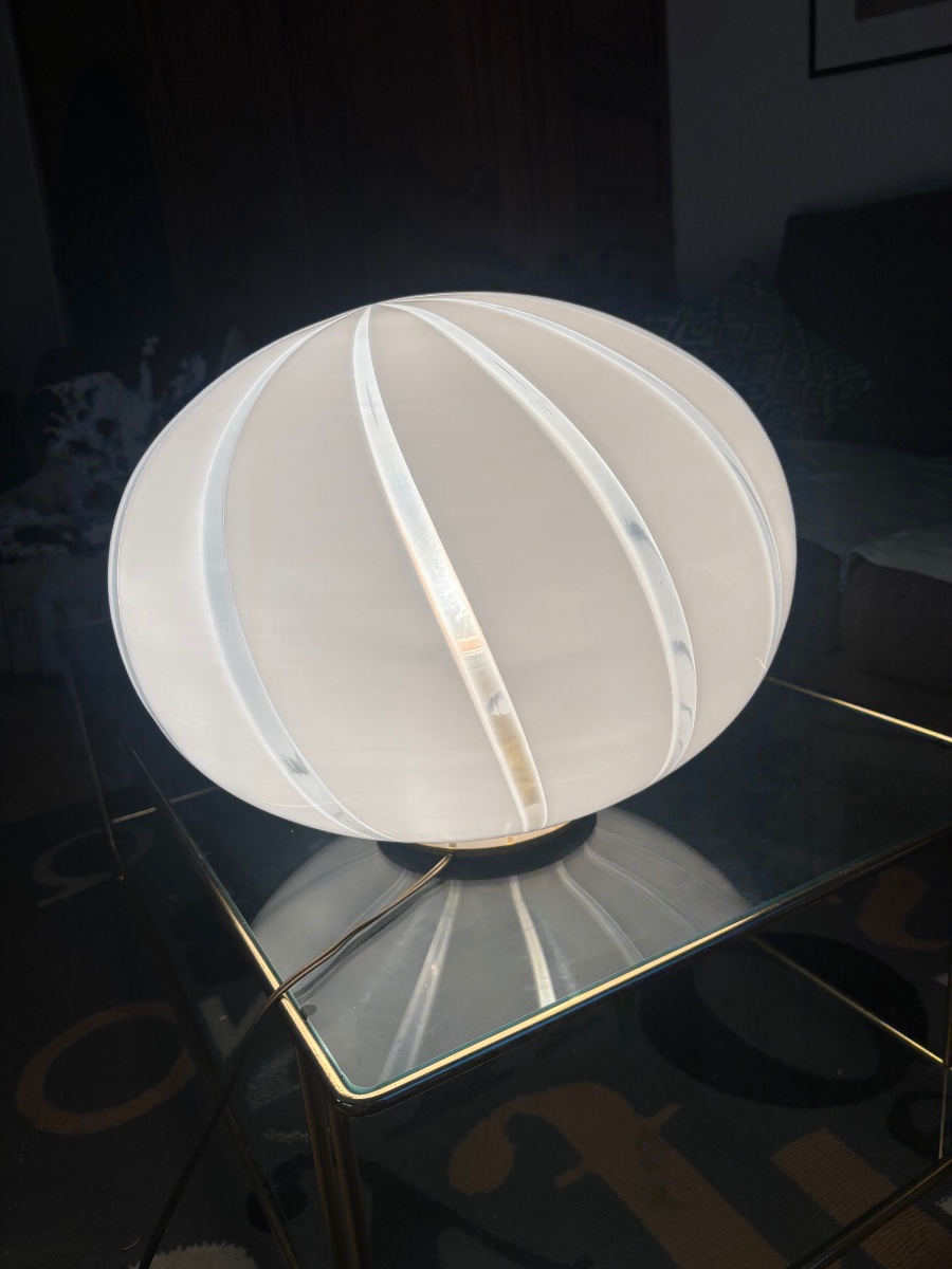 Lampe boule vintage à décor de nervures – Design italien – Années 1970-photo-2