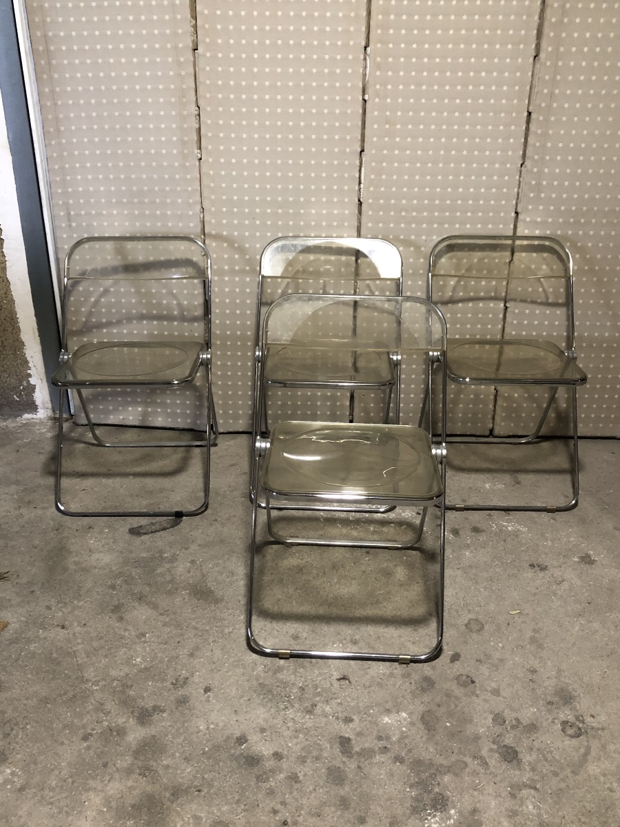Set Of 4 Plia Chairs – Giancarlo Piretti For Anonima Castelli – Italian Design, 1967-photo-2
