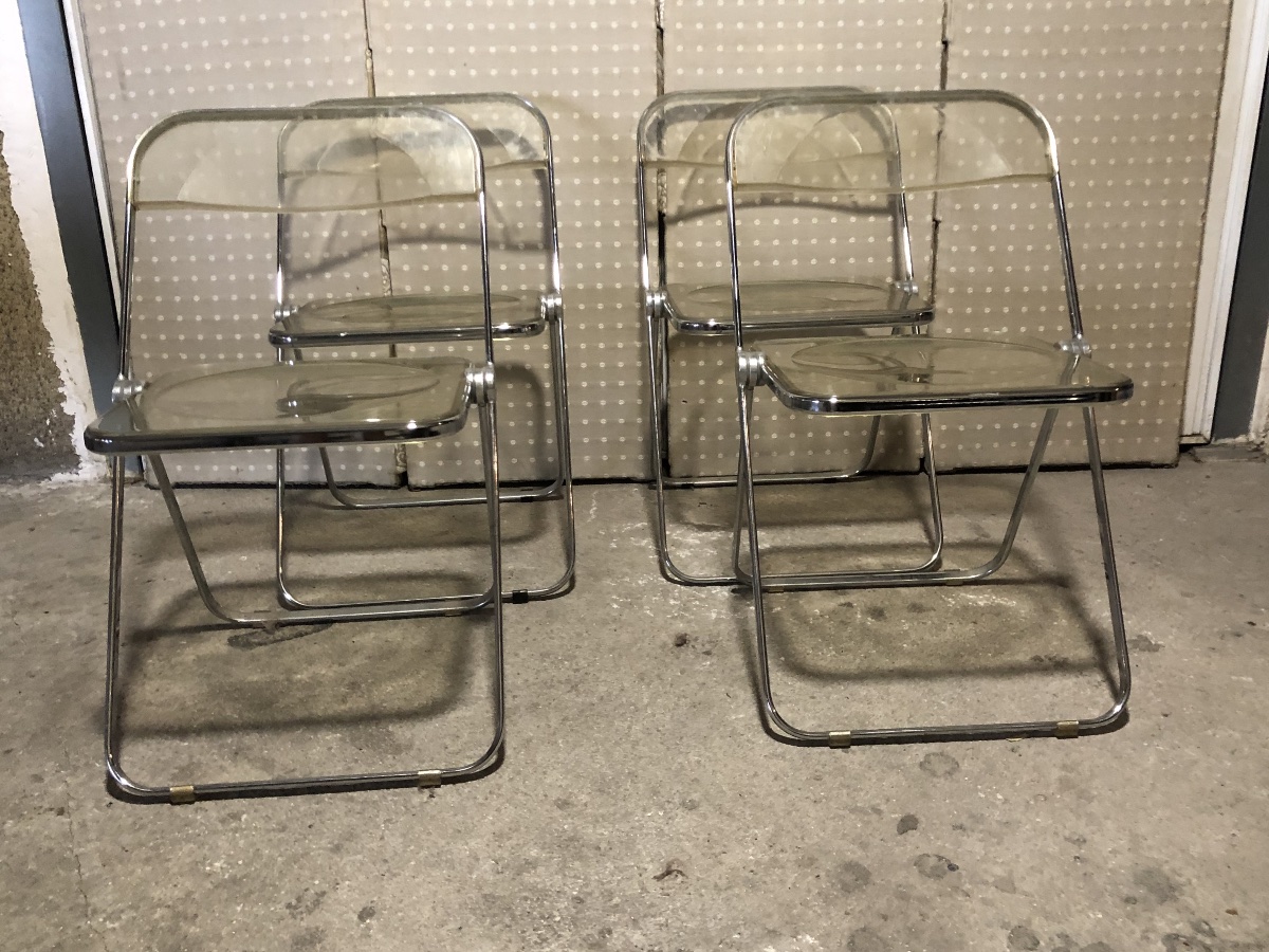 Set Of 4 Plia Chairs – Giancarlo Piretti For Anonima Castelli – Italian Design, 1967-photo-3