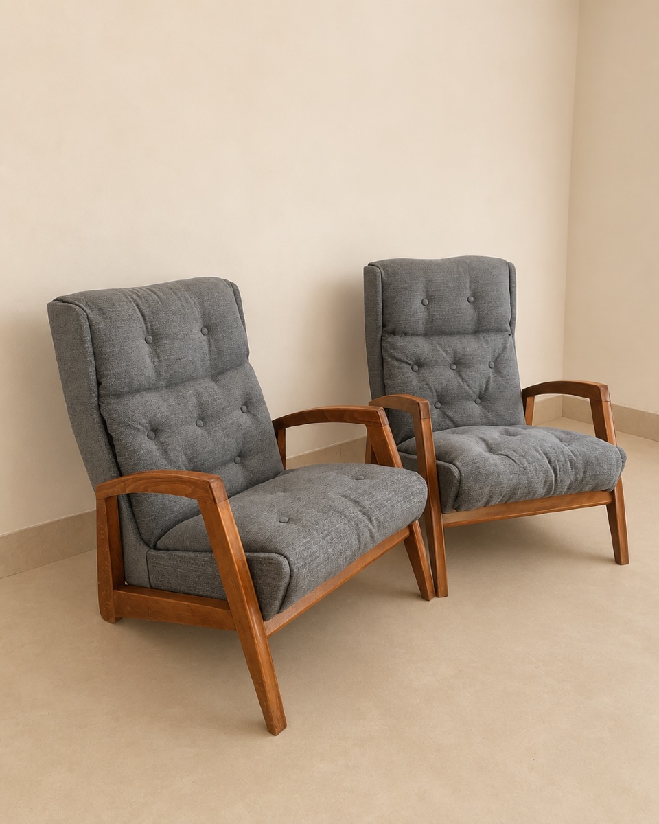 Paire de fauteuils vintage de Jean-René Caillette pour Steiner – Années 1950-photo-2