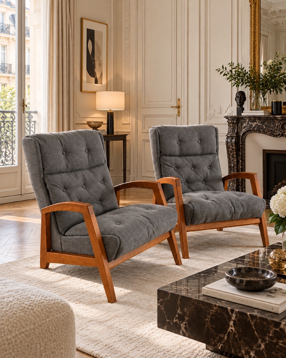 Paire de fauteuils vintage de Jean-René Caillette pour Steiner – Années 1950-photo-3