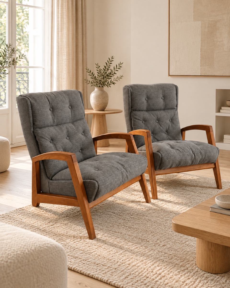 Paire de fauteuils vintage de Jean-René Caillette pour Steiner – Années 1950-photo-4