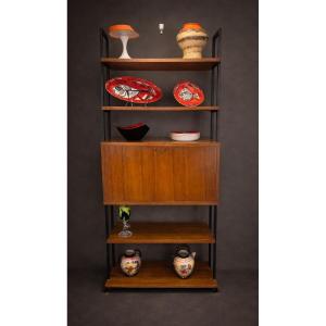 Elegant Scandinavian Bookcase-bar, 1960s