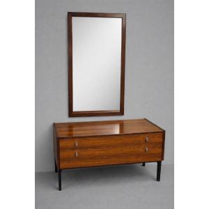 Commode moderniste avec miroir attribuée à Pierre Guariche – années 60