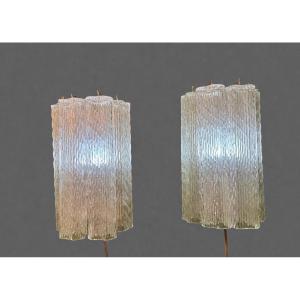Paire d’appliques en verre de Murano attribuées à Toni Zuccheri, Venini, circa 1970