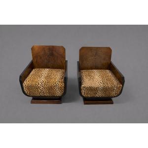 Pair Of Art Deco Armchairs, In The Maison Dominique Style, France Circa 1930.