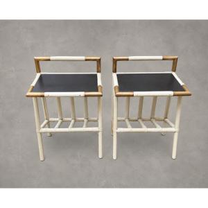 Paire de tables d’appoint “Maison et Jardin” par Gilles Sermadiras – circa 1970