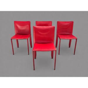 Set Of Red Leather Chairs By Cattelan Italia – Italian Design