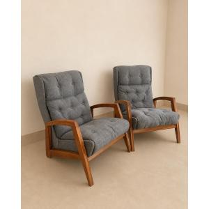 Paire de fauteuils vintage de Jean-René Caillette pour Steiner – Années 1950