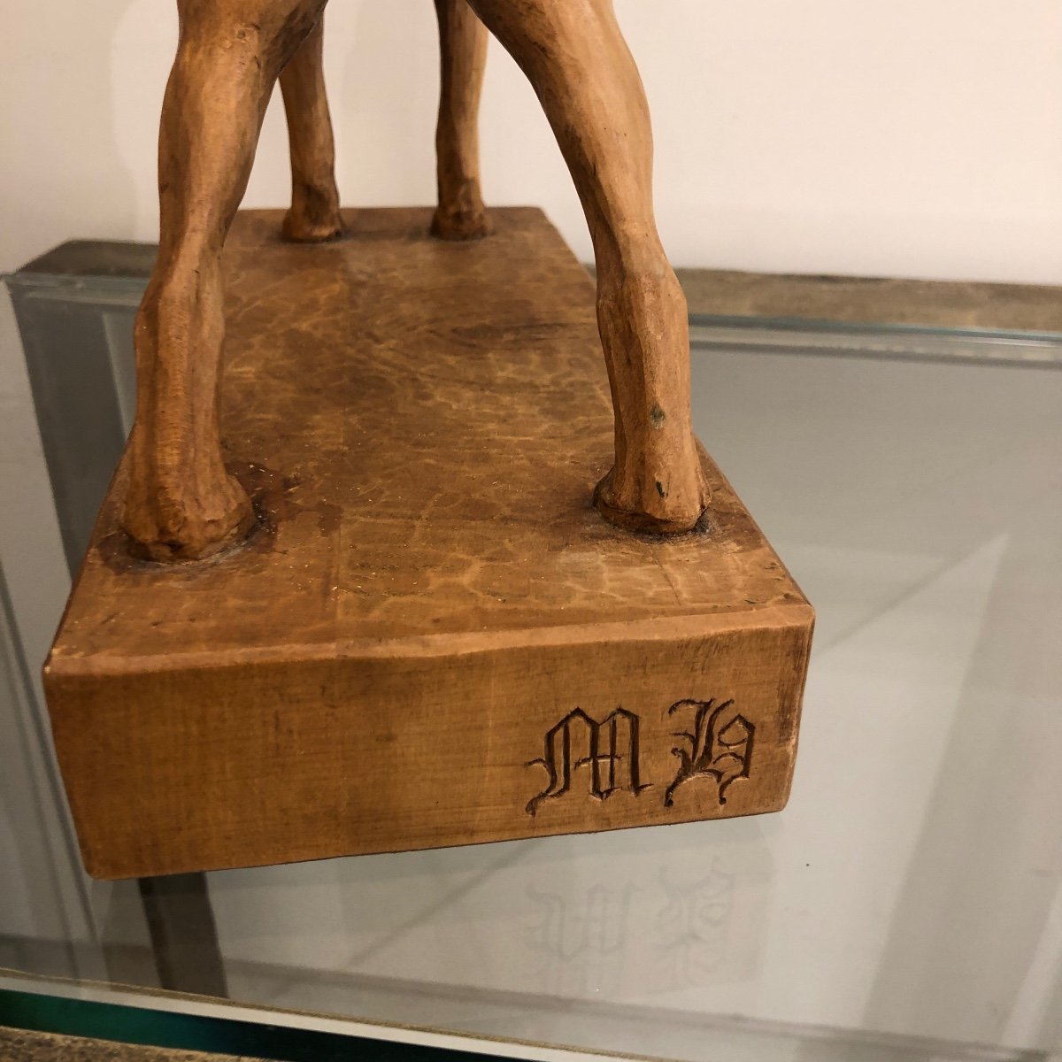 Boxer In Carved Wood-photo-2