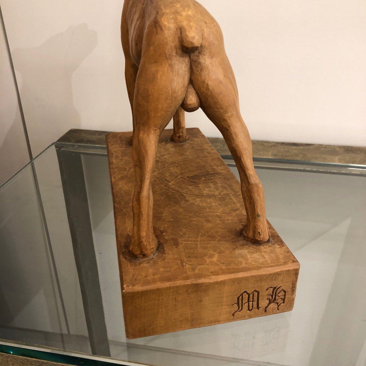 Boxer In Carved Wood-photo-3