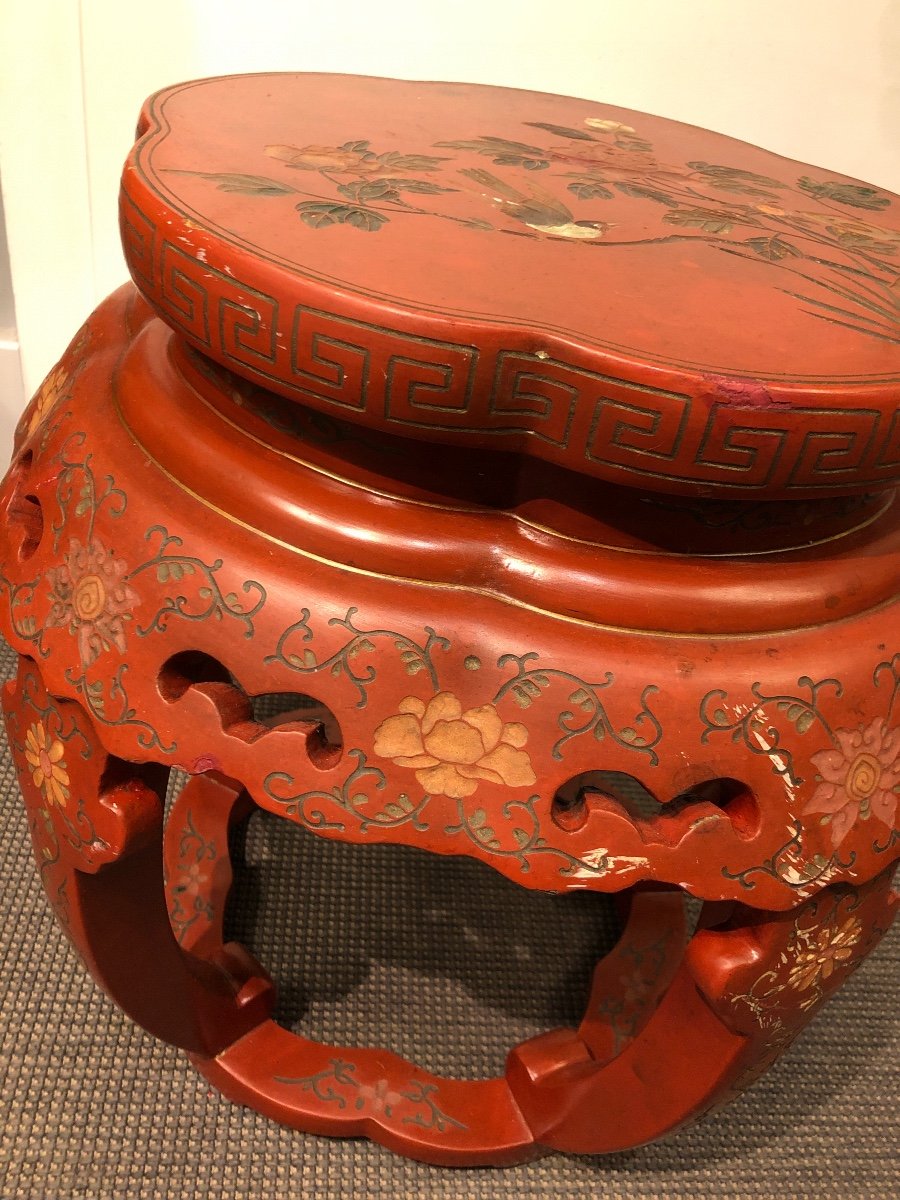 Chinese Lacquer Pedestal Stool-photo-1