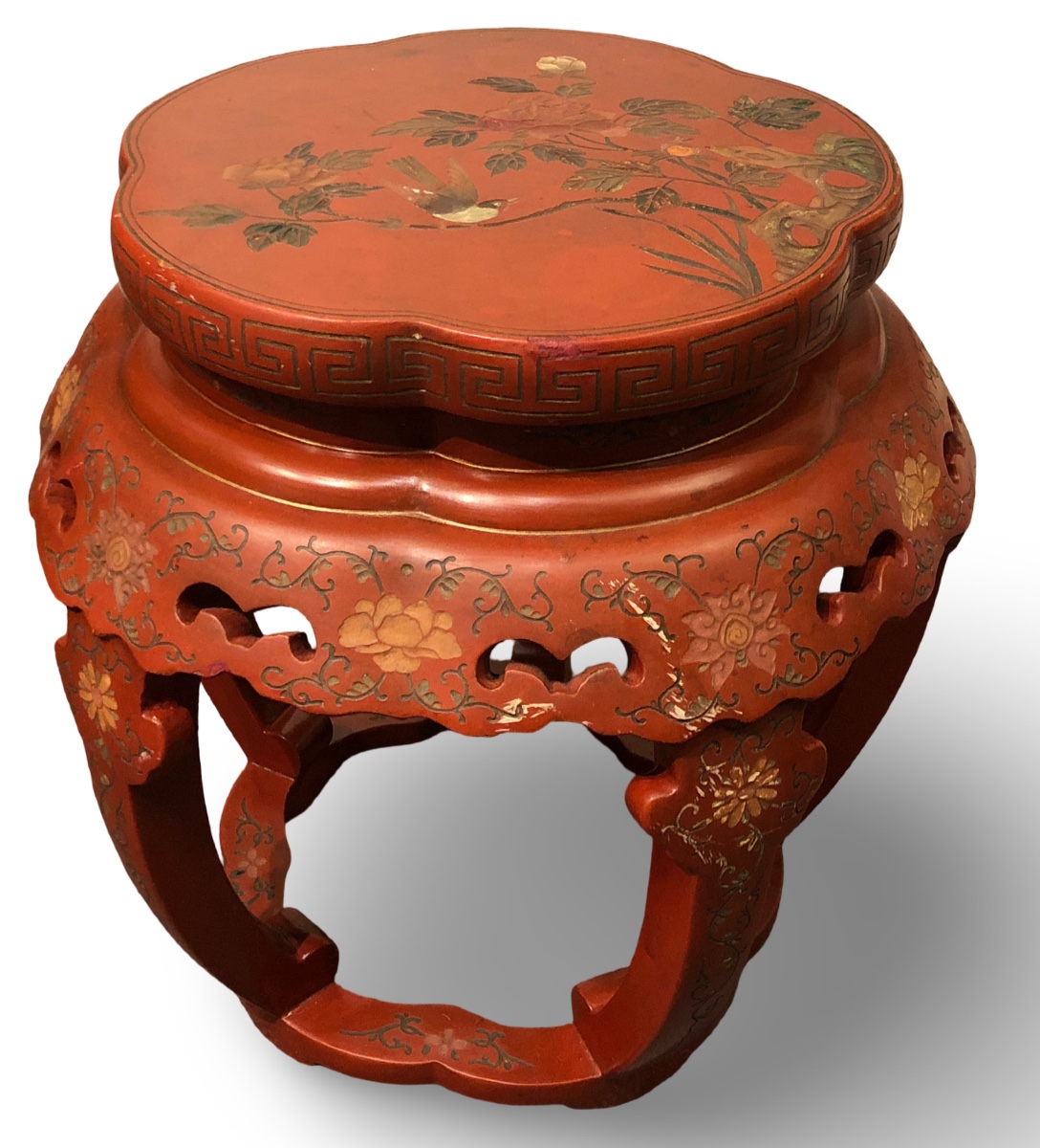 Chinese Lacquer Pedestal Stool