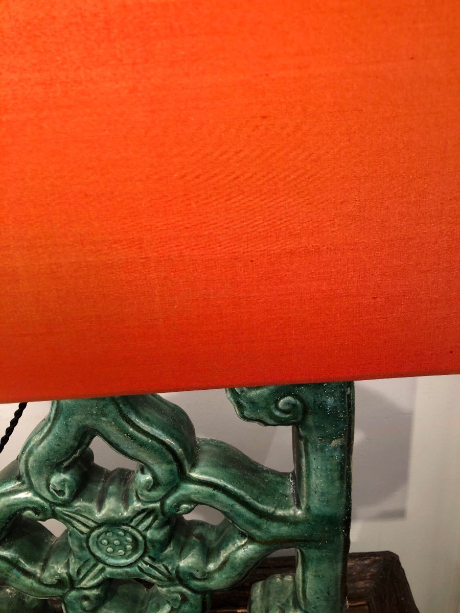 Paire De Lampes , Briques Chinoise Verte -photo-1
