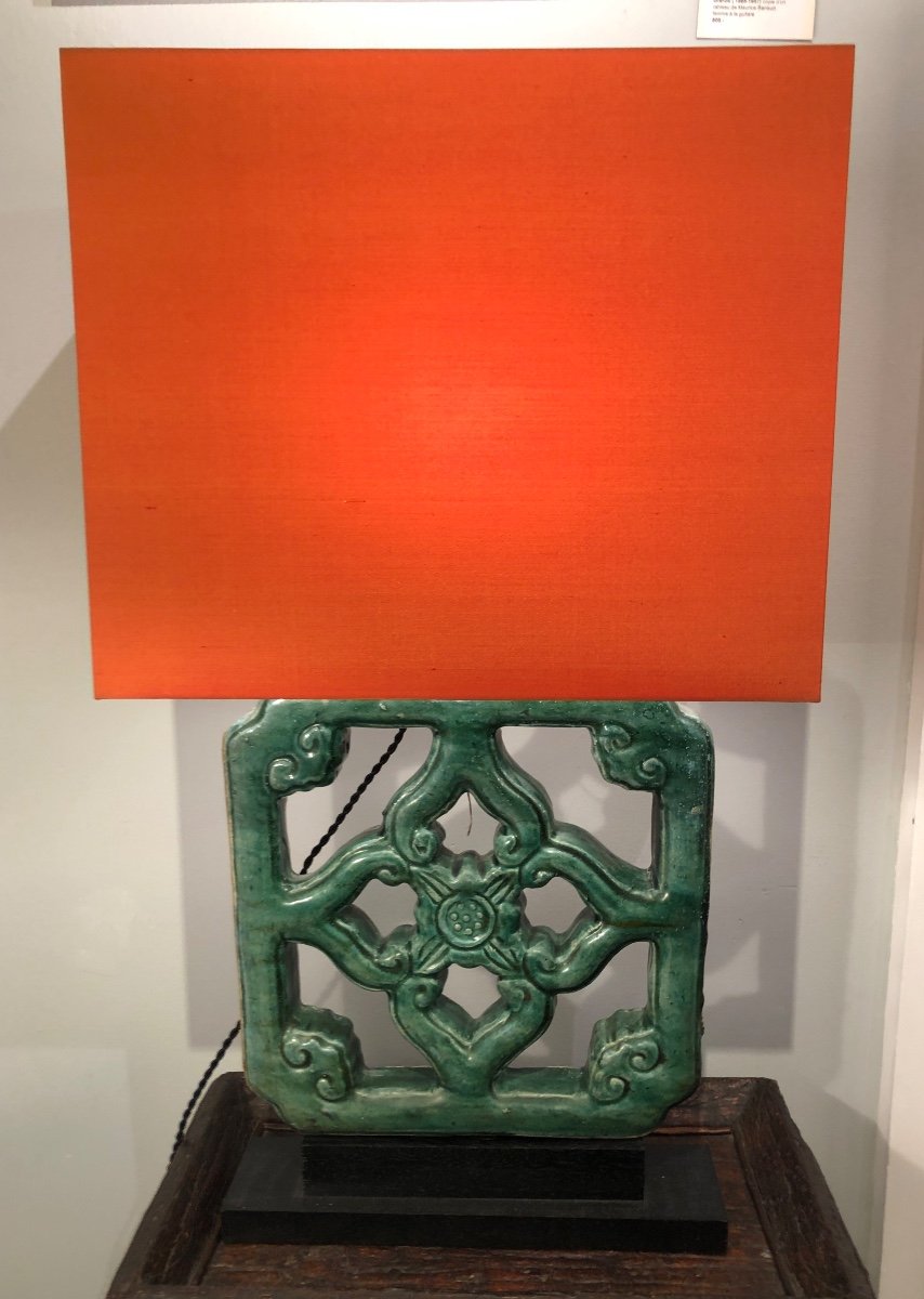 Paire De Lampes , Briques Chinoise Verte 