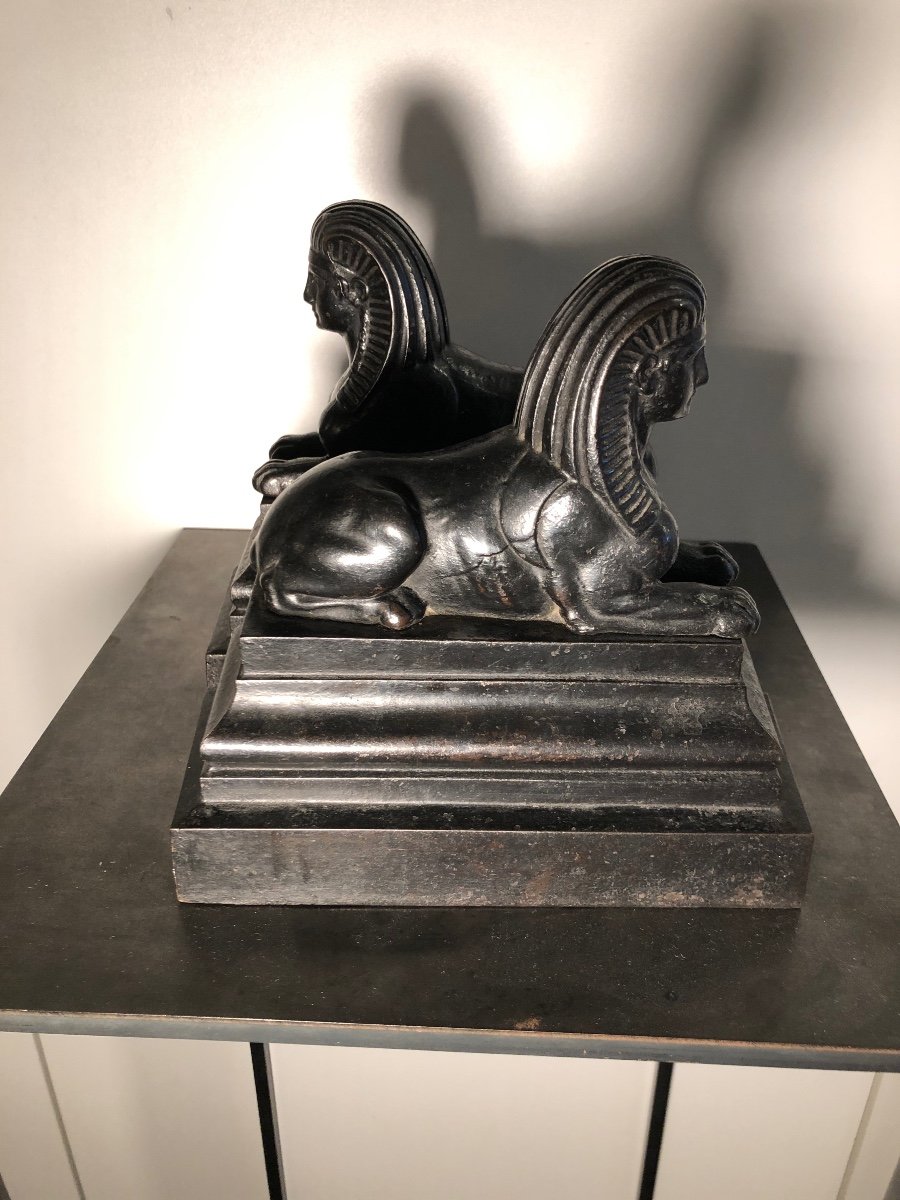 Pair Of Andirons- Sphinges Bookends -photo-3