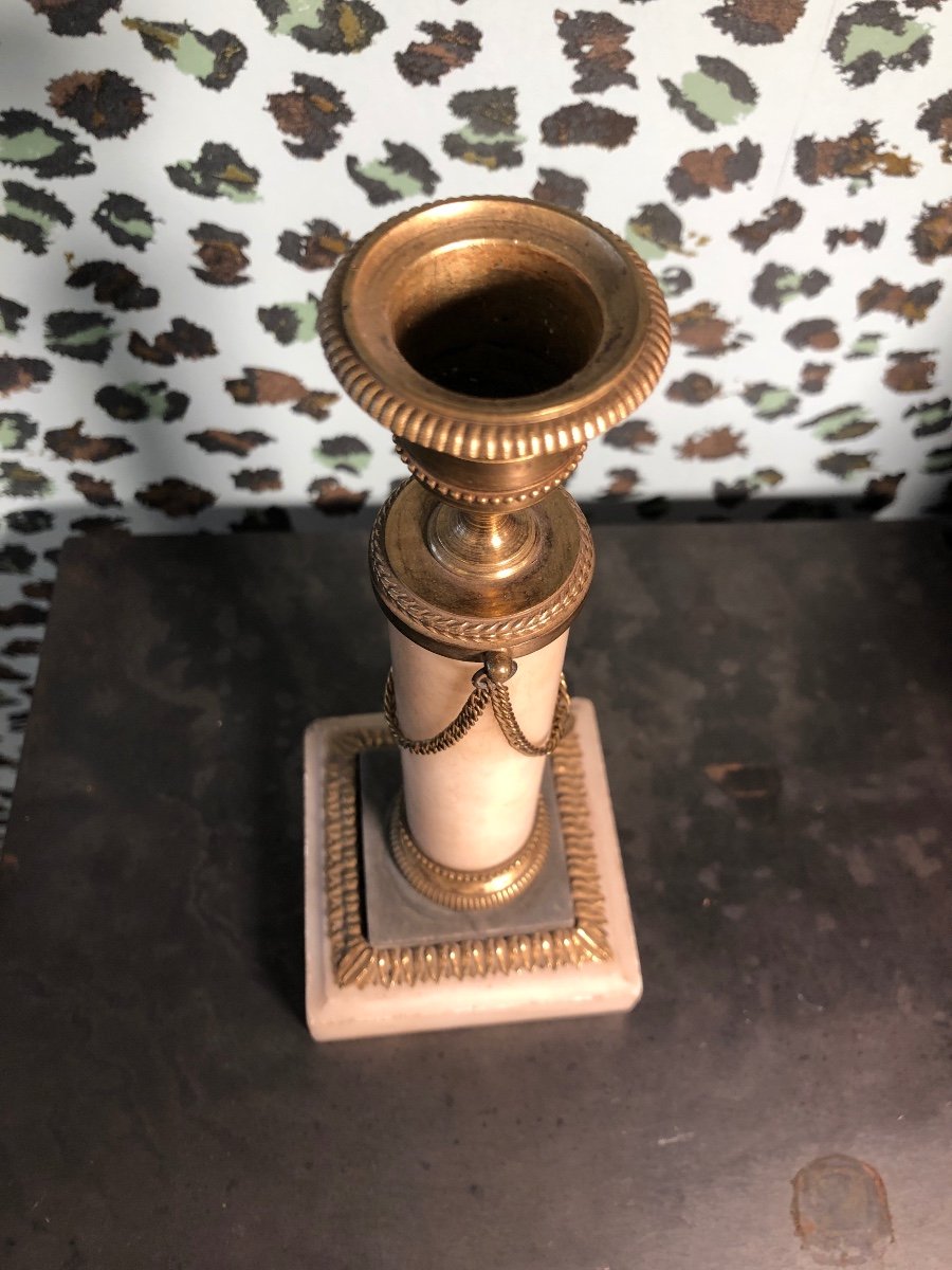 Candle Holder In Marble And Gilt Bronze -photo-2
