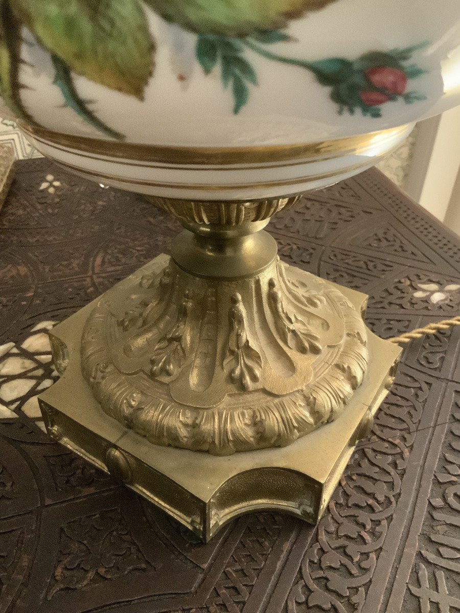 Large Lamp In Painted Porcelain And Gilt Bronze -photo-3