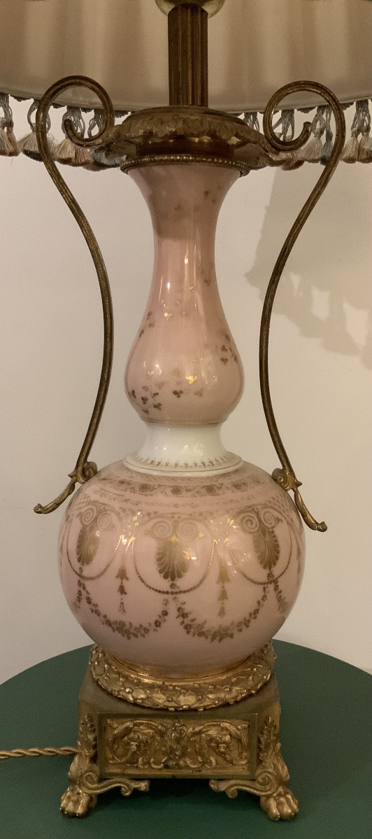 Lampe de table en porcelaine et bronze doré -photo-2