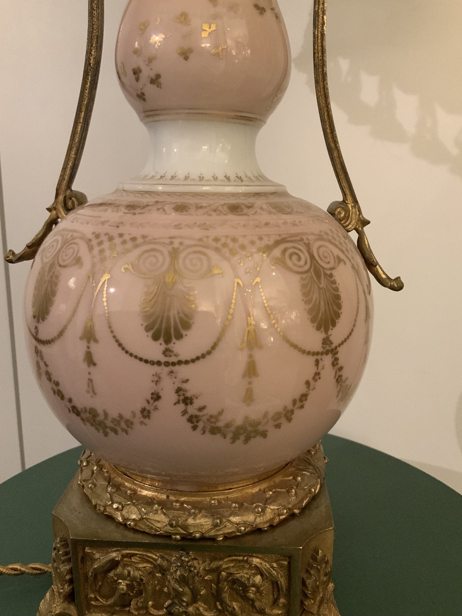 Lampe de table en porcelaine et bronze doré -photo-3