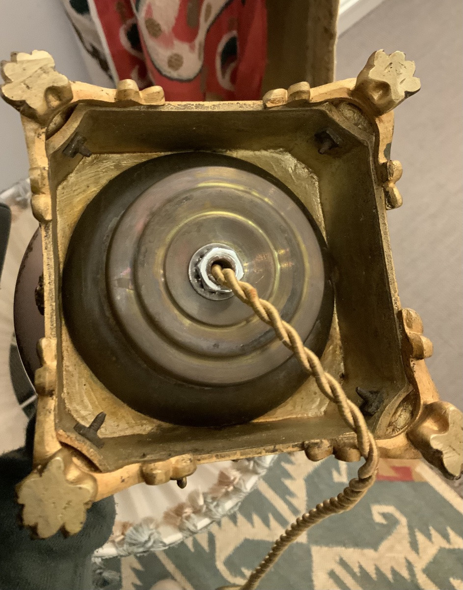 Lampe de table en porcelaine et bronze doré -photo-1