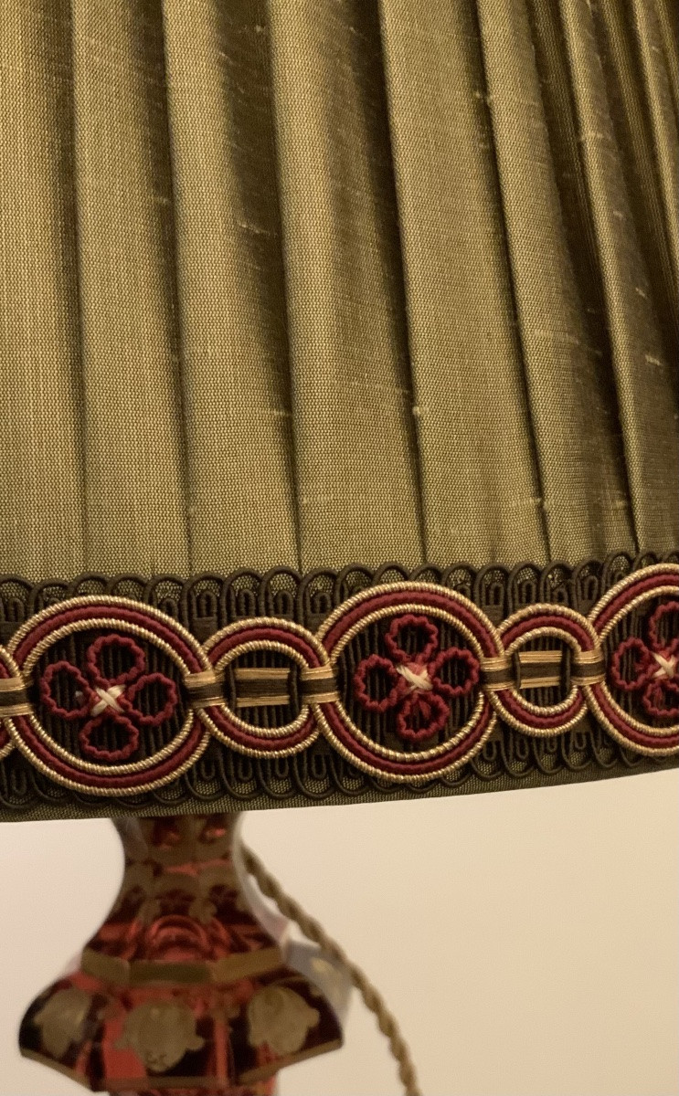 Lampe en cristal de Bohême rouge et or -photo-2