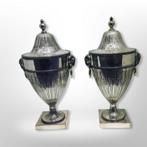 Pair Of Large Sheffield Covered Vases