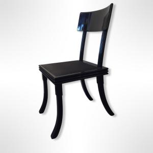Series Of 8 Black Lacquered Chairs Sold  By Davis Hicks
