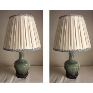 Pair Of Sèvres Ceramics Lamps Signed Charles Ficquenet