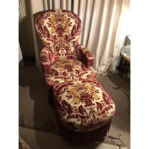 Napoleon III Armchair With Integrated Ottoman 