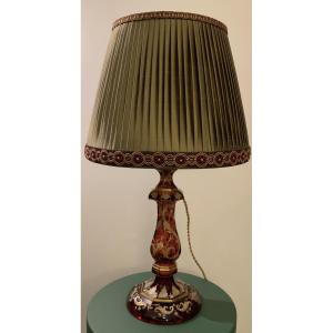 Lampe en cristal de Bohême rouge et or 