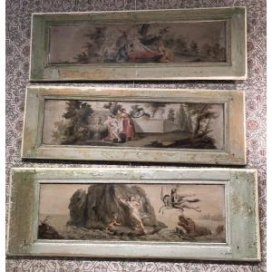 3 trumeaux de porte peint  