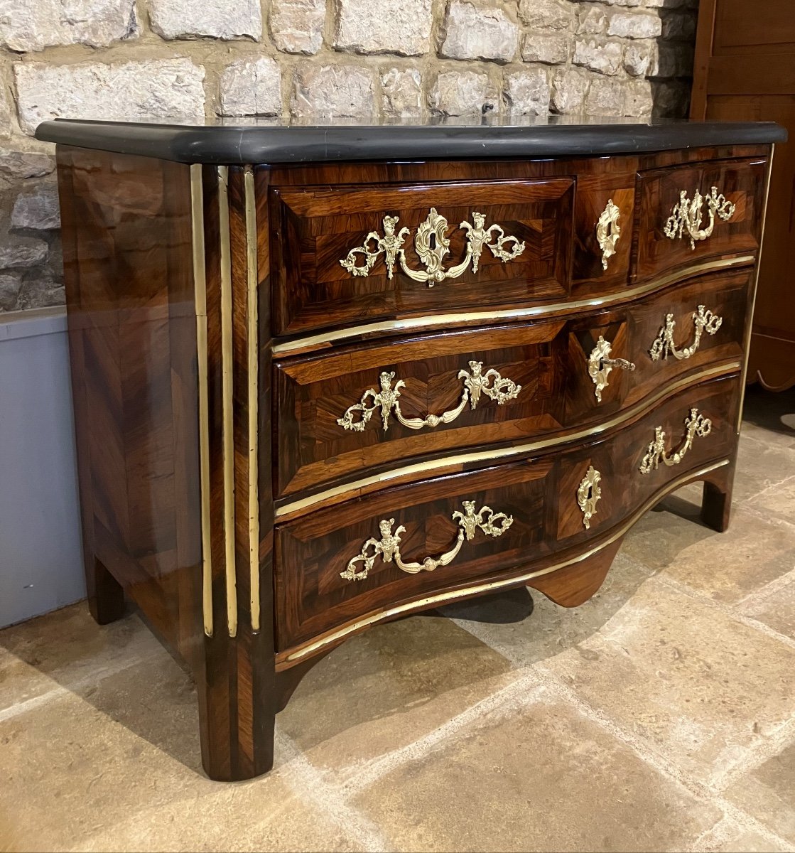Commode XVIII ème Estampillée Schwingkens Et Bronzes Au C Couronné-photo-2