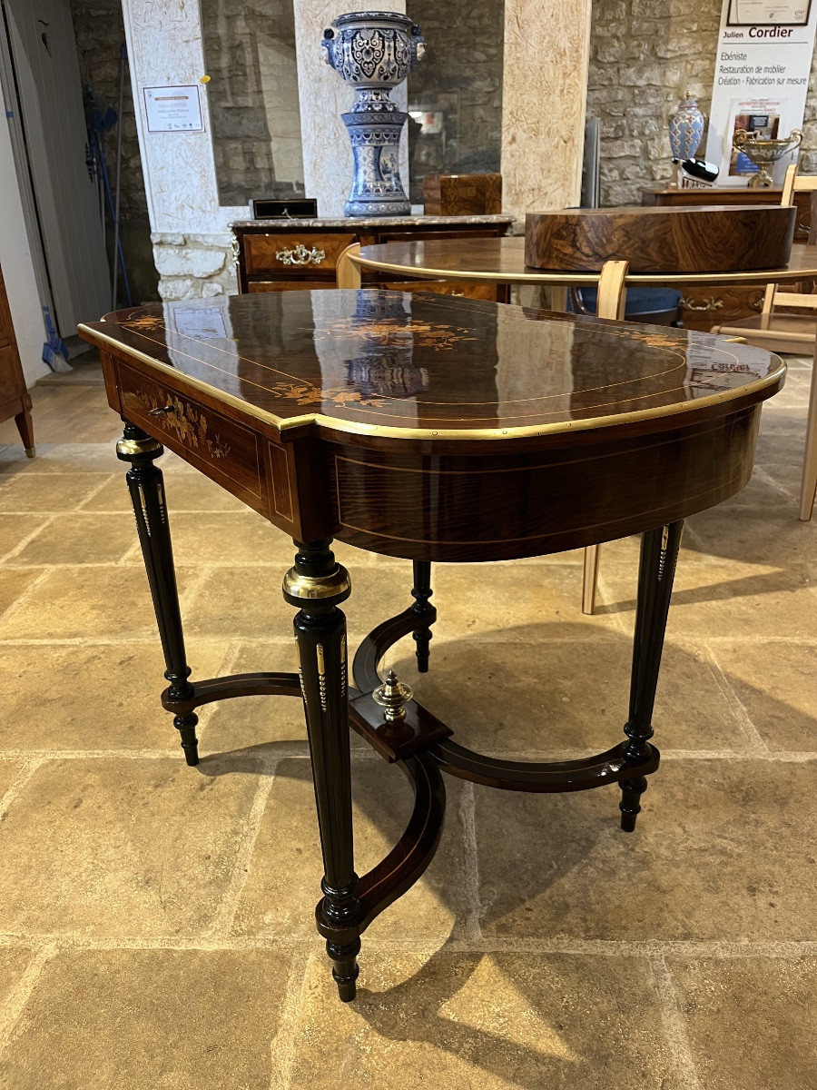 Table de milieu d’époque Napoléon III en marqueterie -photo-4