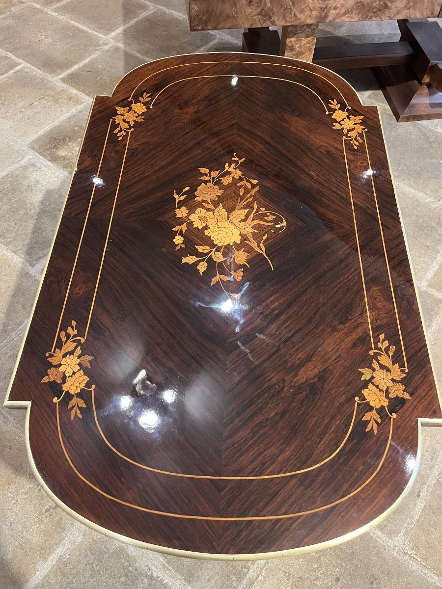 Table de milieu d’époque Napoléon III en marqueterie -photo-2