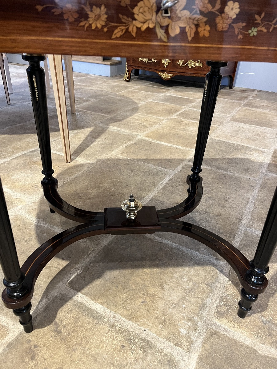 Table de milieu d’époque Napoléon III en marqueterie -photo-3