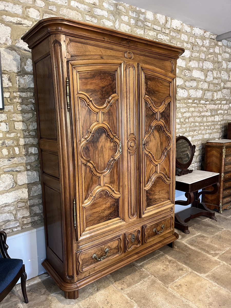 Armoire pantalonnière Louis XIV en noyer région lyonnaise -photo-3
