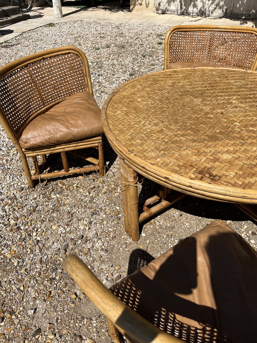 Rattan Living Room Set With Coffee Table And 4 Chairs -photo-2